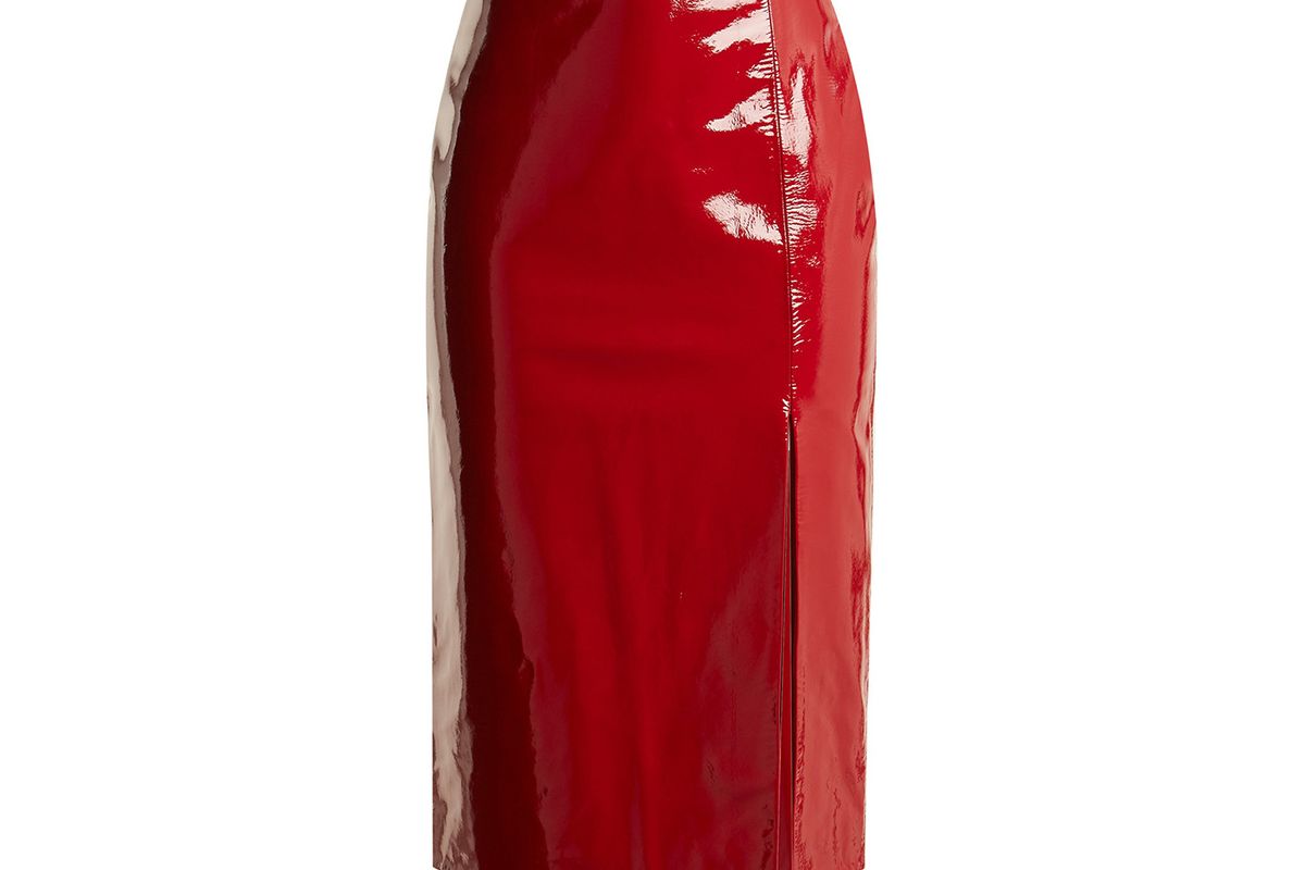 Saloni Kirsten high-rise patent-leather pencil skirt