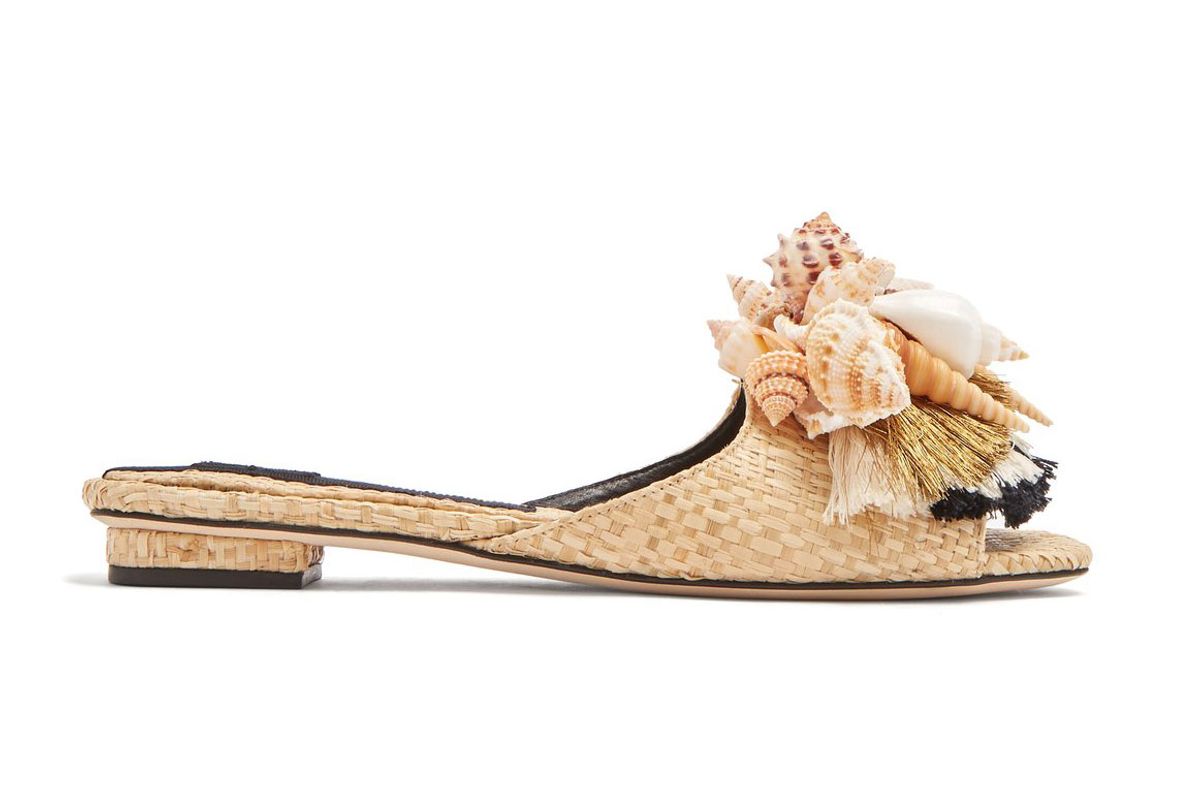 sanayi 313 iris shell and tassel embellished slides