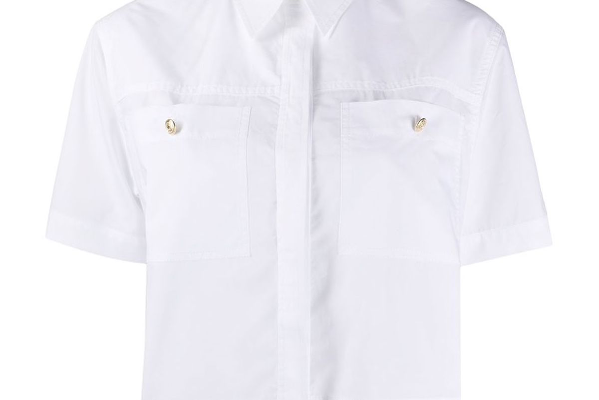 sandro paris goyan cropped poplin shirt