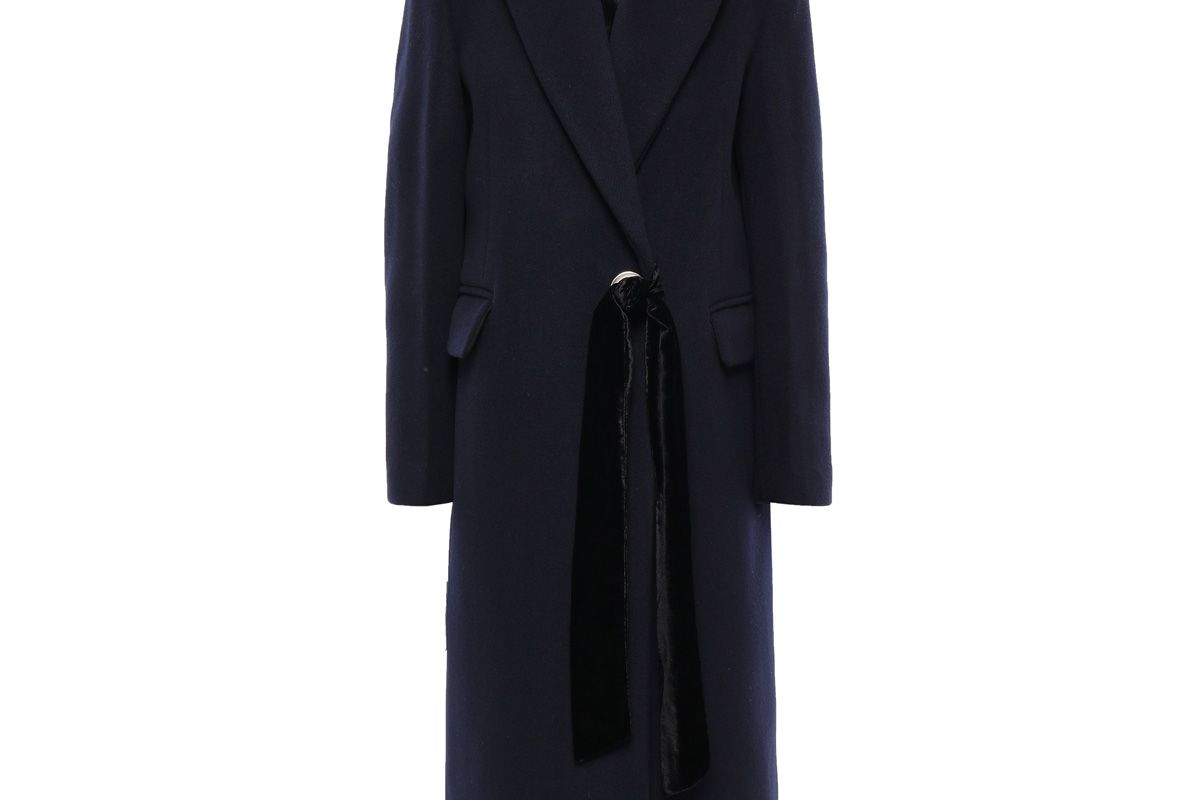 sandro velvet trimmed wool blend felt coat