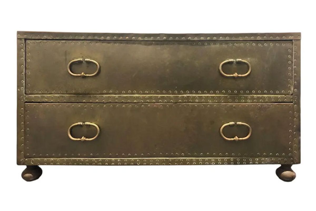 sarreid ltd brass clad two drawer chest