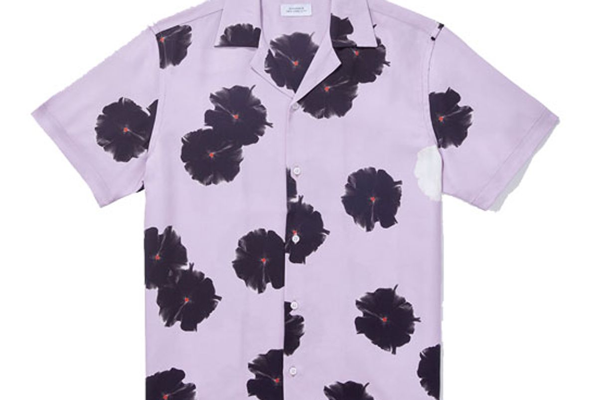 saturdays nyc canty moon flower short sleeve shirt faded plum