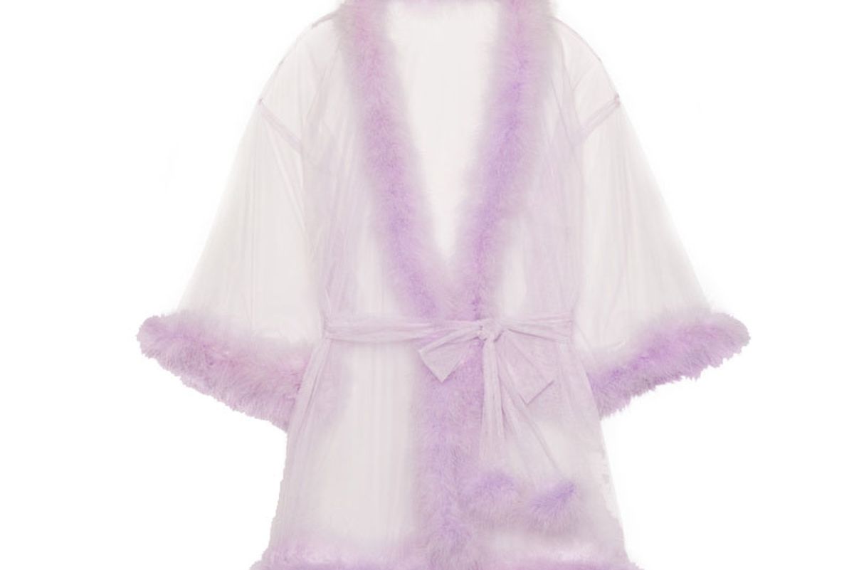 savage x fenty sheer marabou short robe