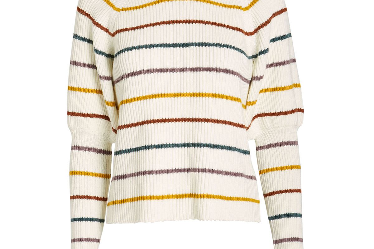 saylor keane puff sleeve striped sweater
