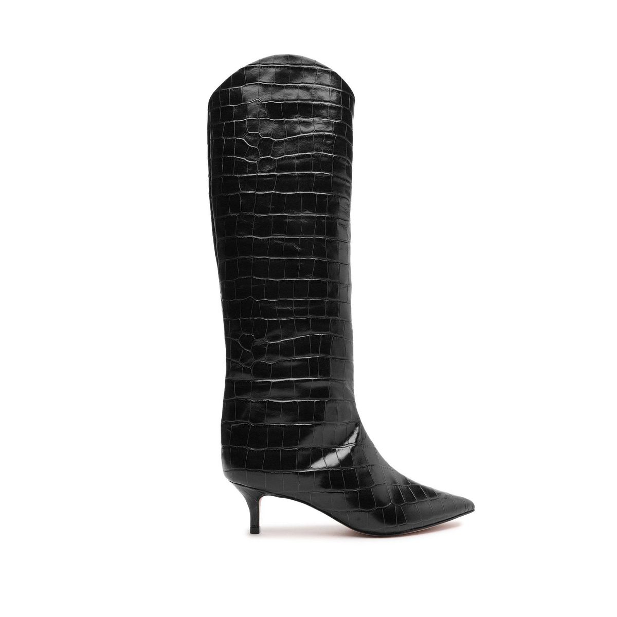 schutz maryana lo crocodile embossed leather boot