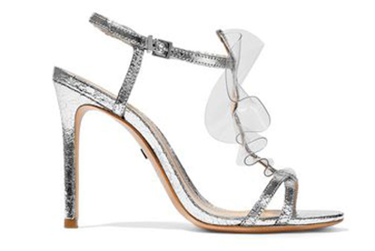 schutz zaryah PVC trimmed metallic cracked leather sandals