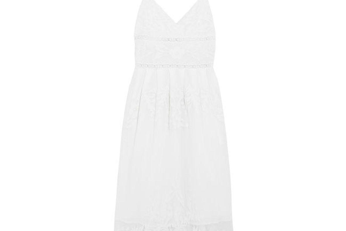 Appliquéd cotton-mesh dress