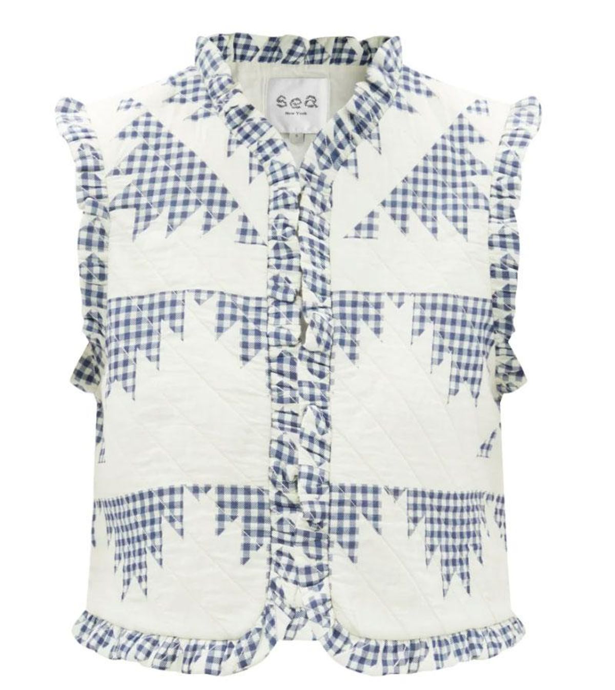 sea gloucester patchwork gingham quilted cotton gilet