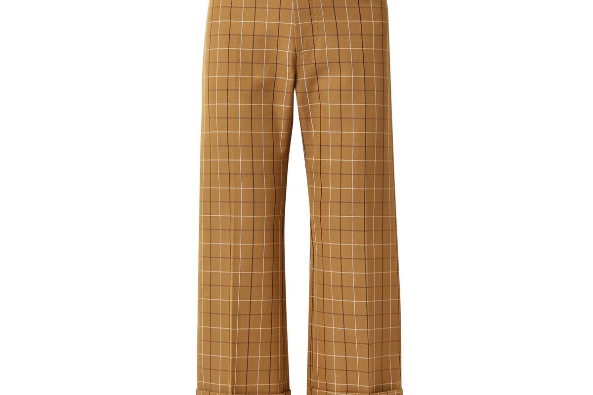sea poirot cropped checked cotton blend twill straight leg pants