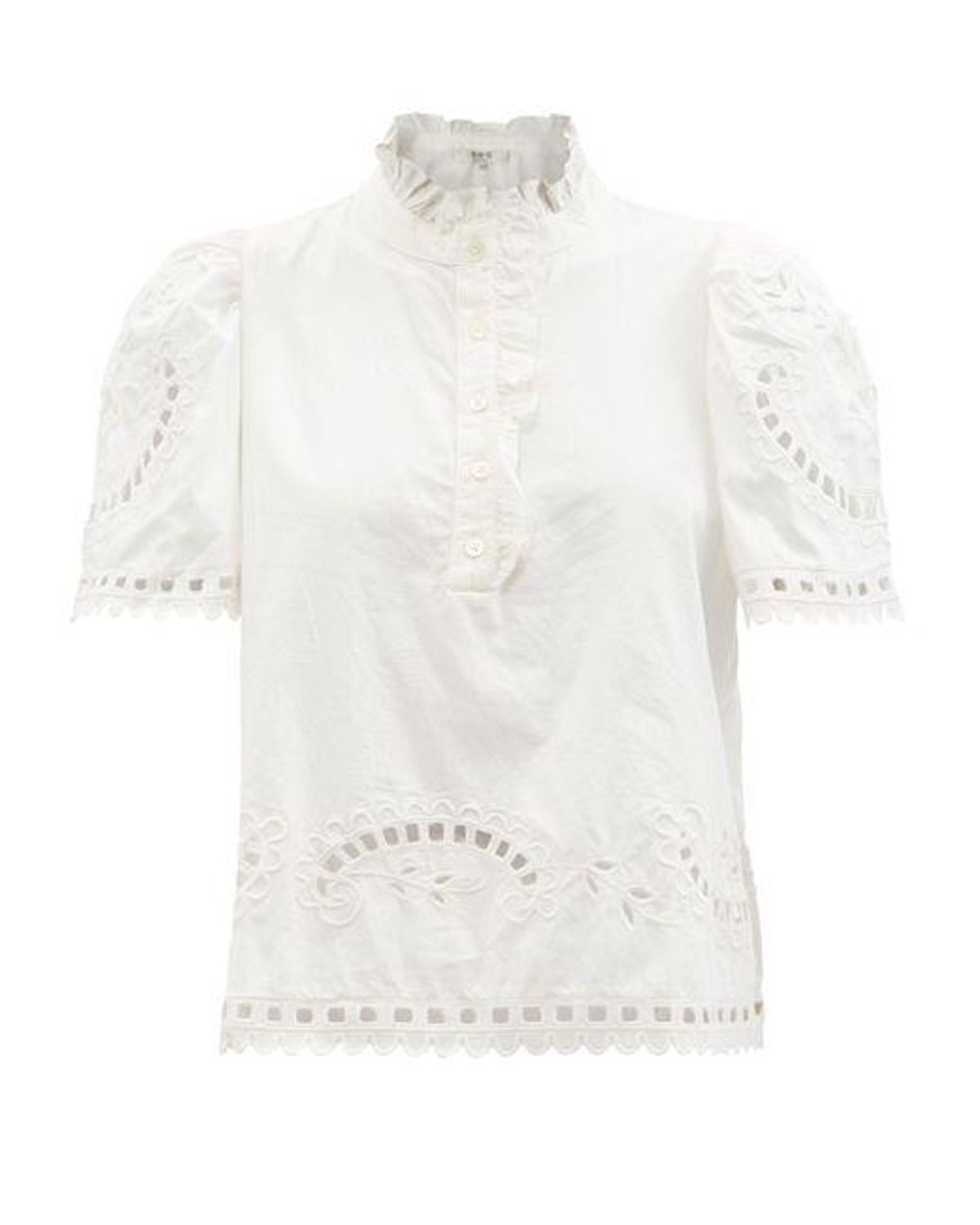 sea santos eyelet lace cotton poplin blouse