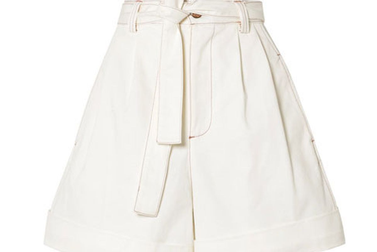 see by chloe belted cotton twill shorts