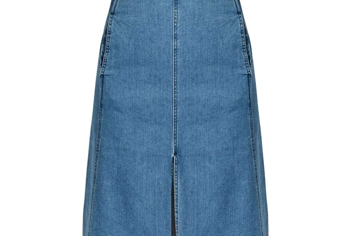 Embossed-Waist Denim Skirt