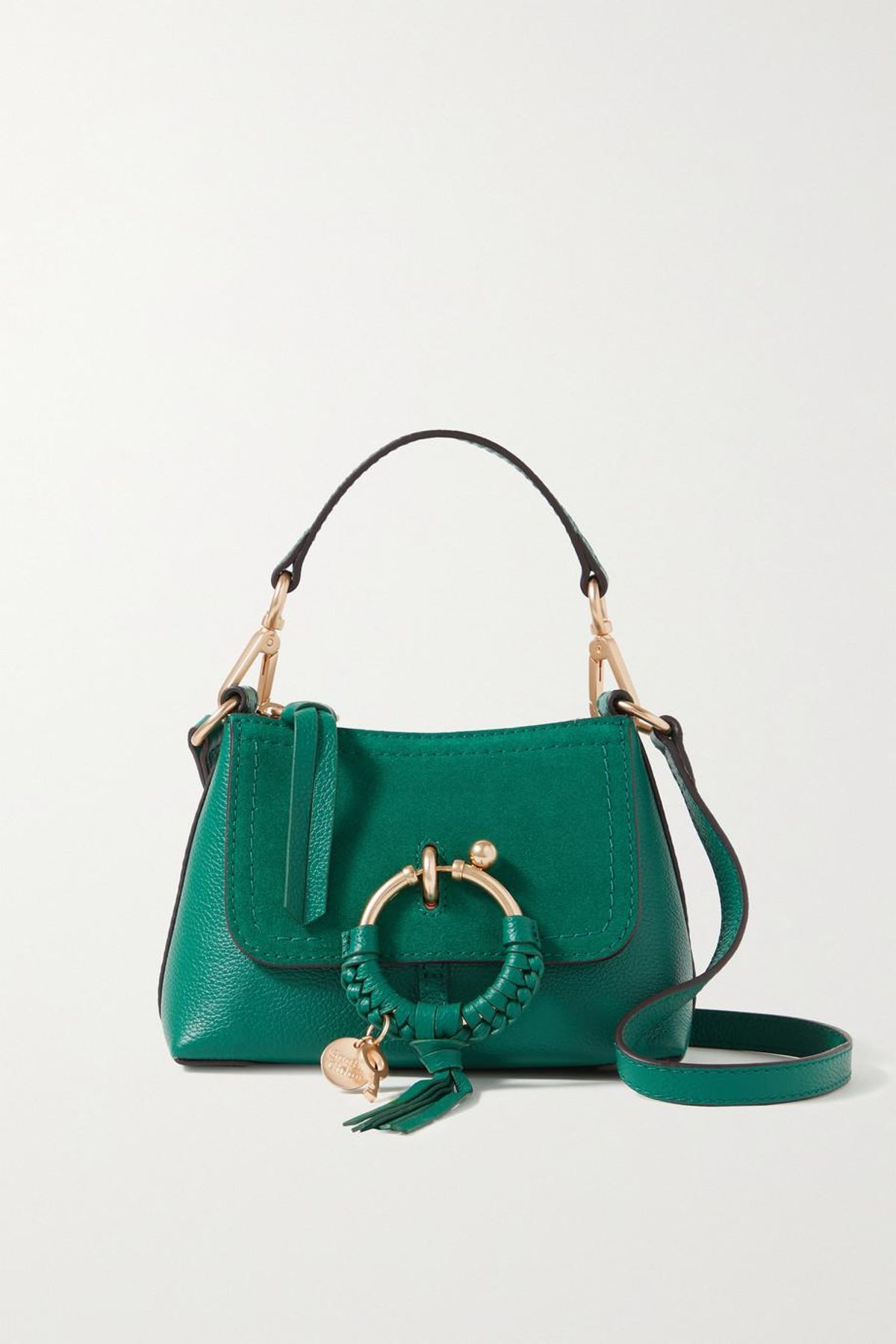 see by chloe Joan mini suede trimmed textured leather shoulder bag