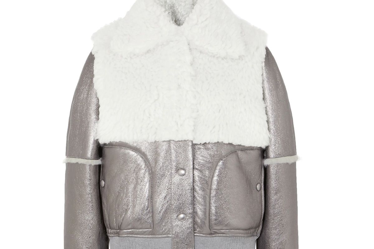 see by chloe shearling paneled metallic leather jacket