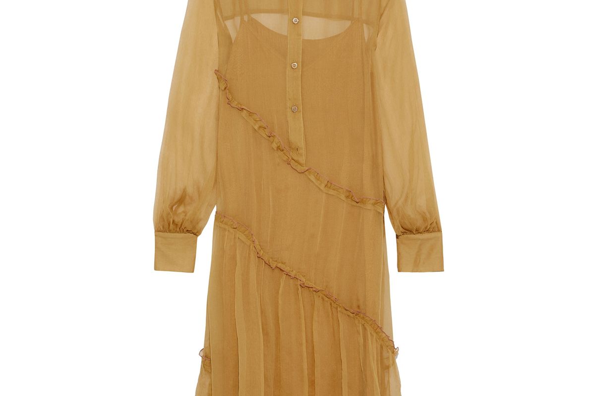 see by chole ruffled silk georgette shirt dress
