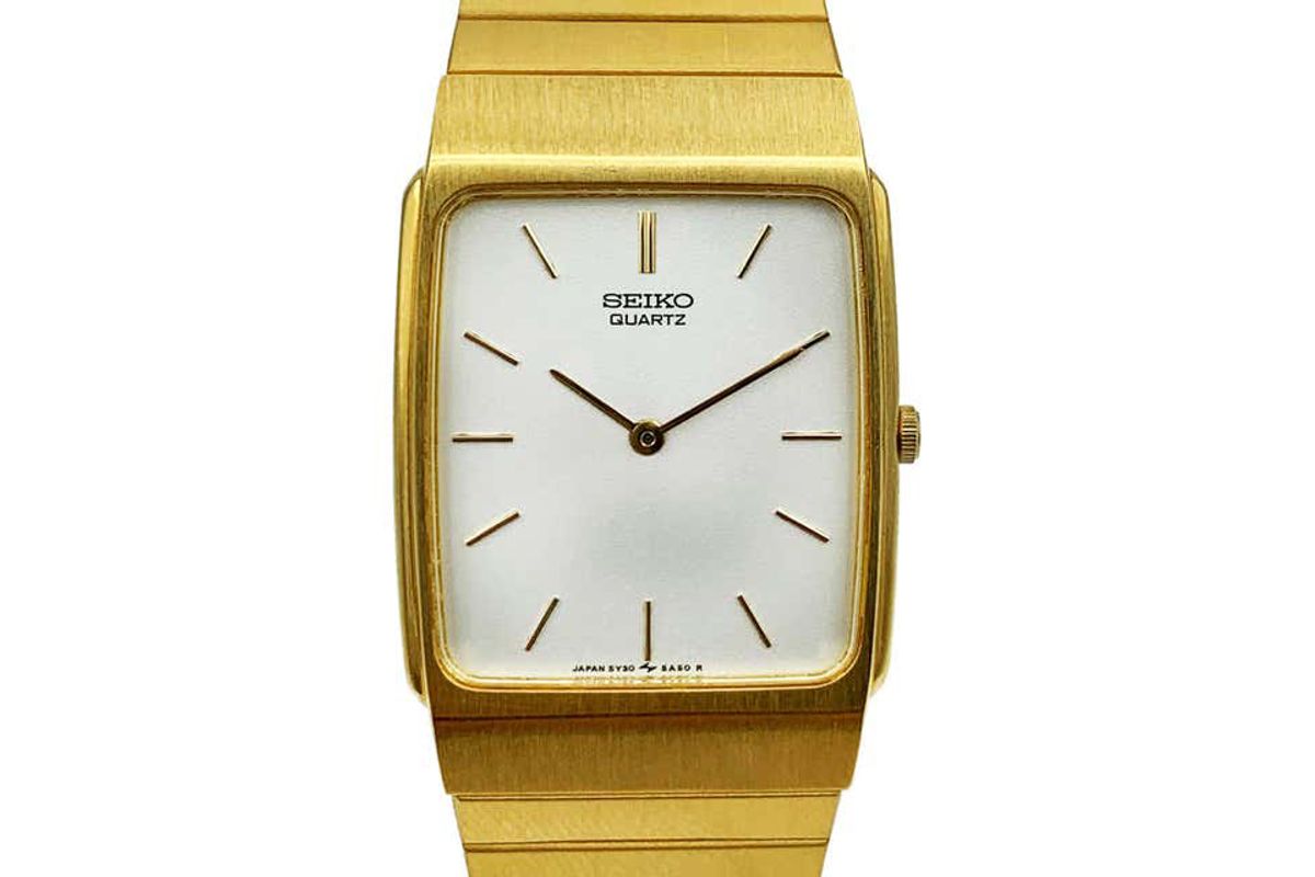 seiko gold tone stainless steel quartz unisex watch