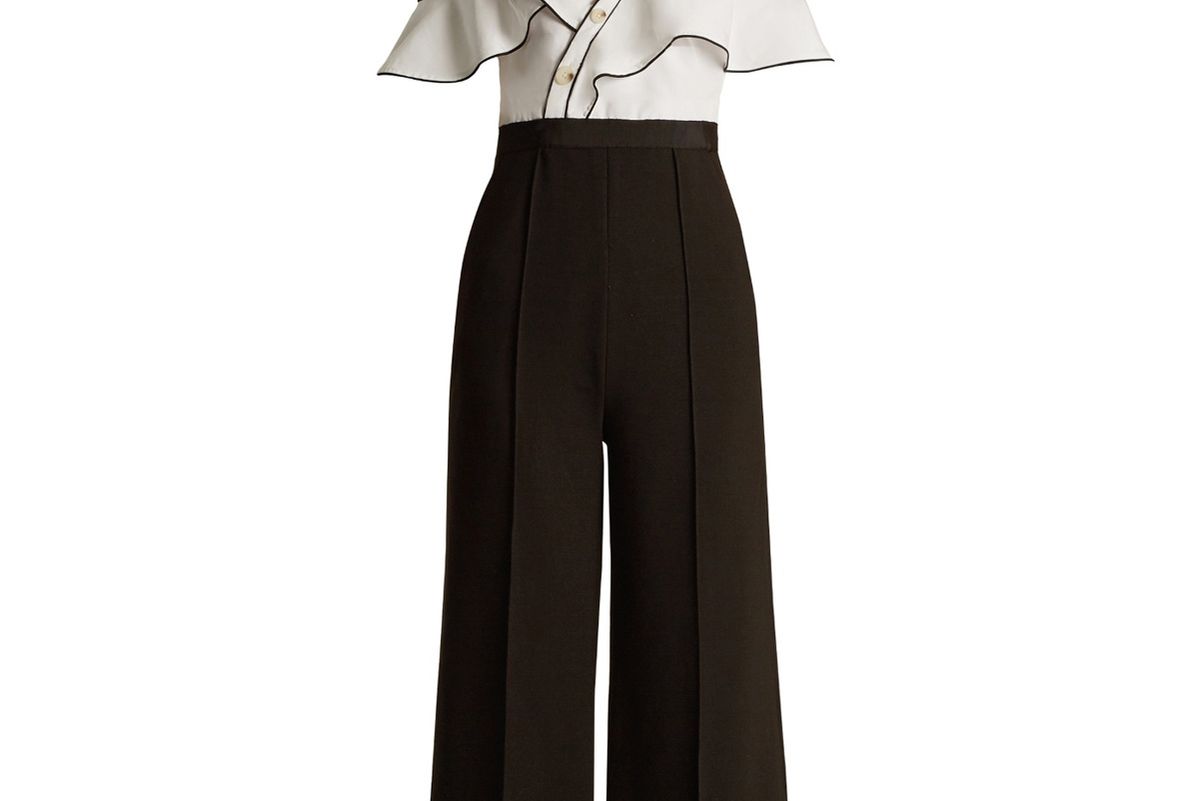 Asymmetric Wide-Leg Twill and Cady Jumpsuit