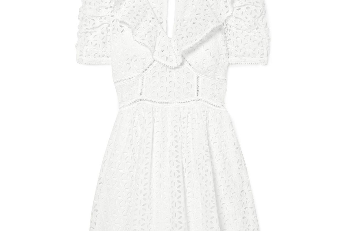 self-portrait broderie anglaise cotton mini dress