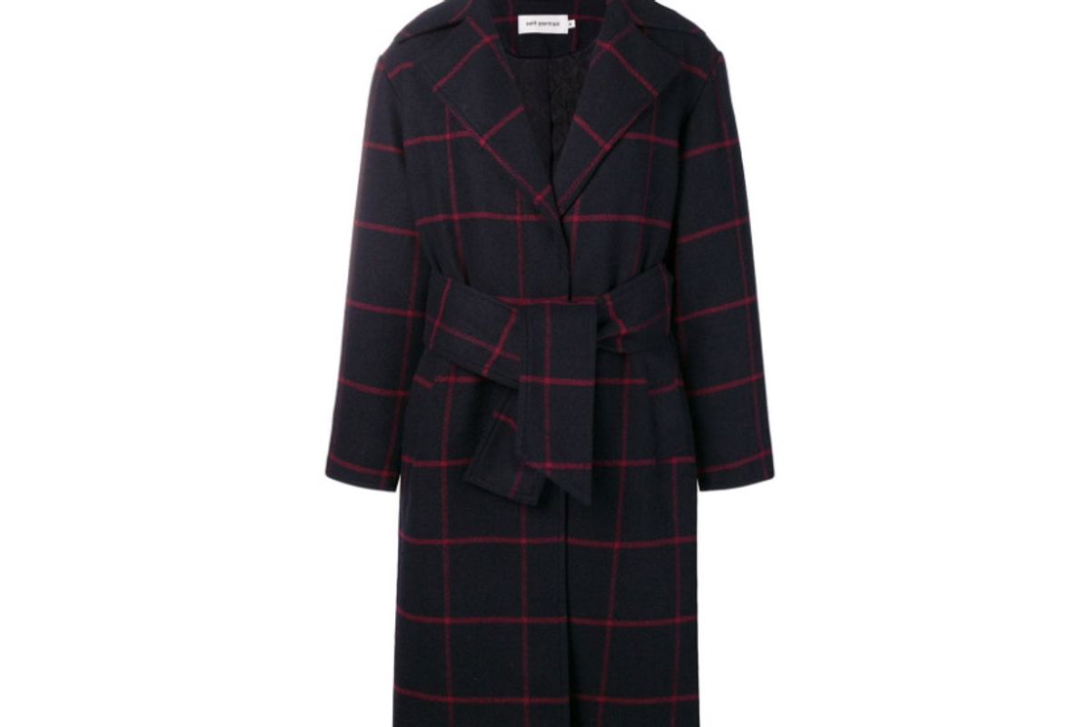self portrait check belted coat