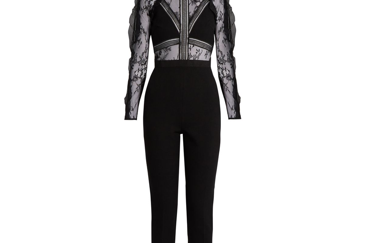 Hall Lace-Panel Slim-Leg Jumpsuit