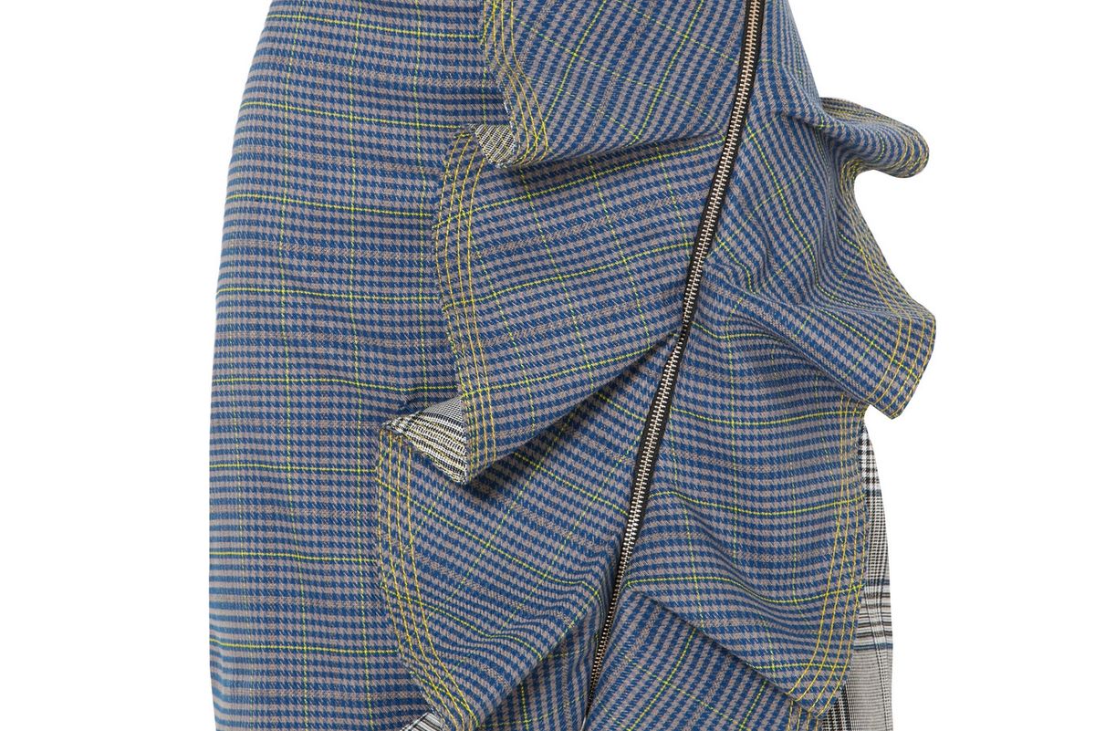self portrait ruffled checked tweed mini skirt