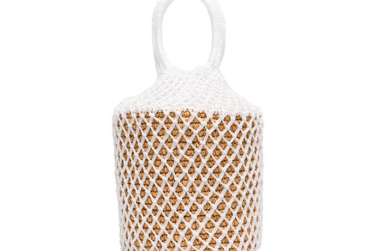 sensi studio white straw and net bucket bag