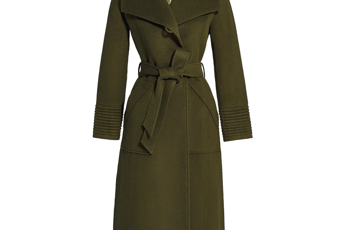 sentaler long wide collar wrap coat