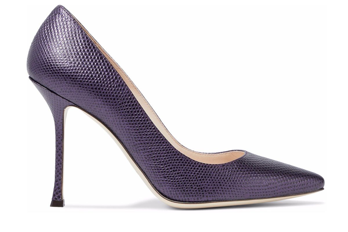 sergio rossi iridescent snake effect leather pumps