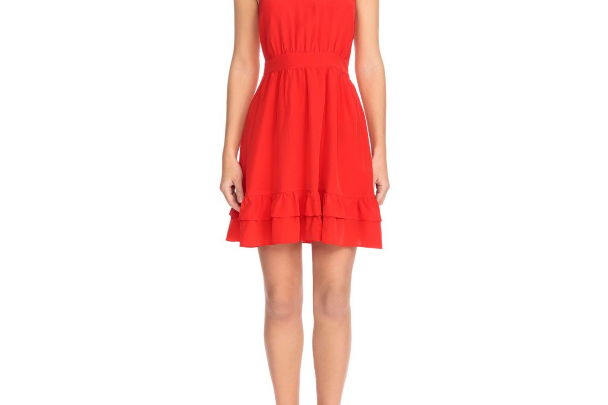 sezane alma silk fit and flare dress