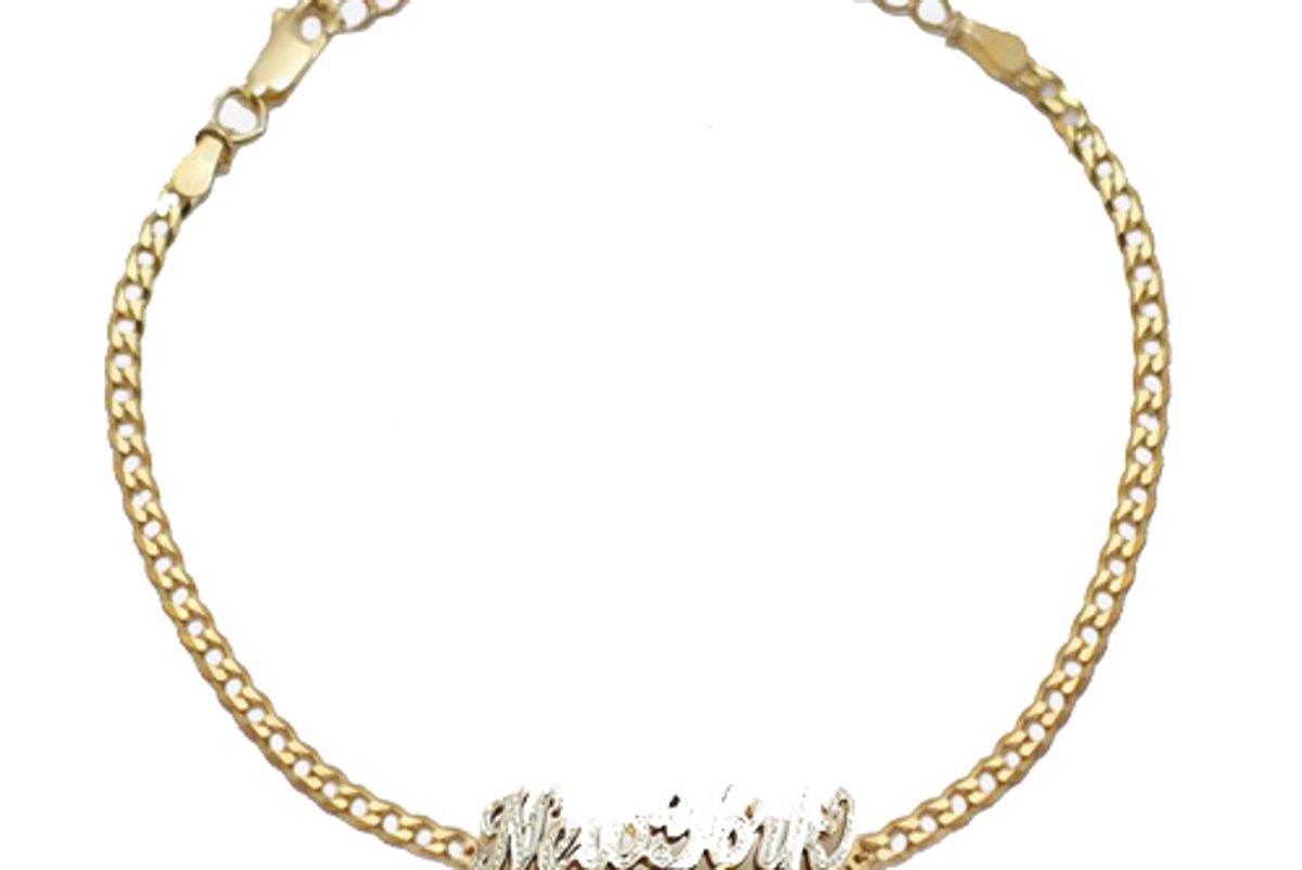 shami classic script double nameplate curb link anklet