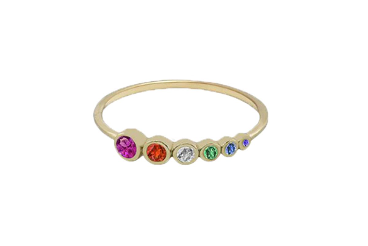 shami official rainbow row dainty ring