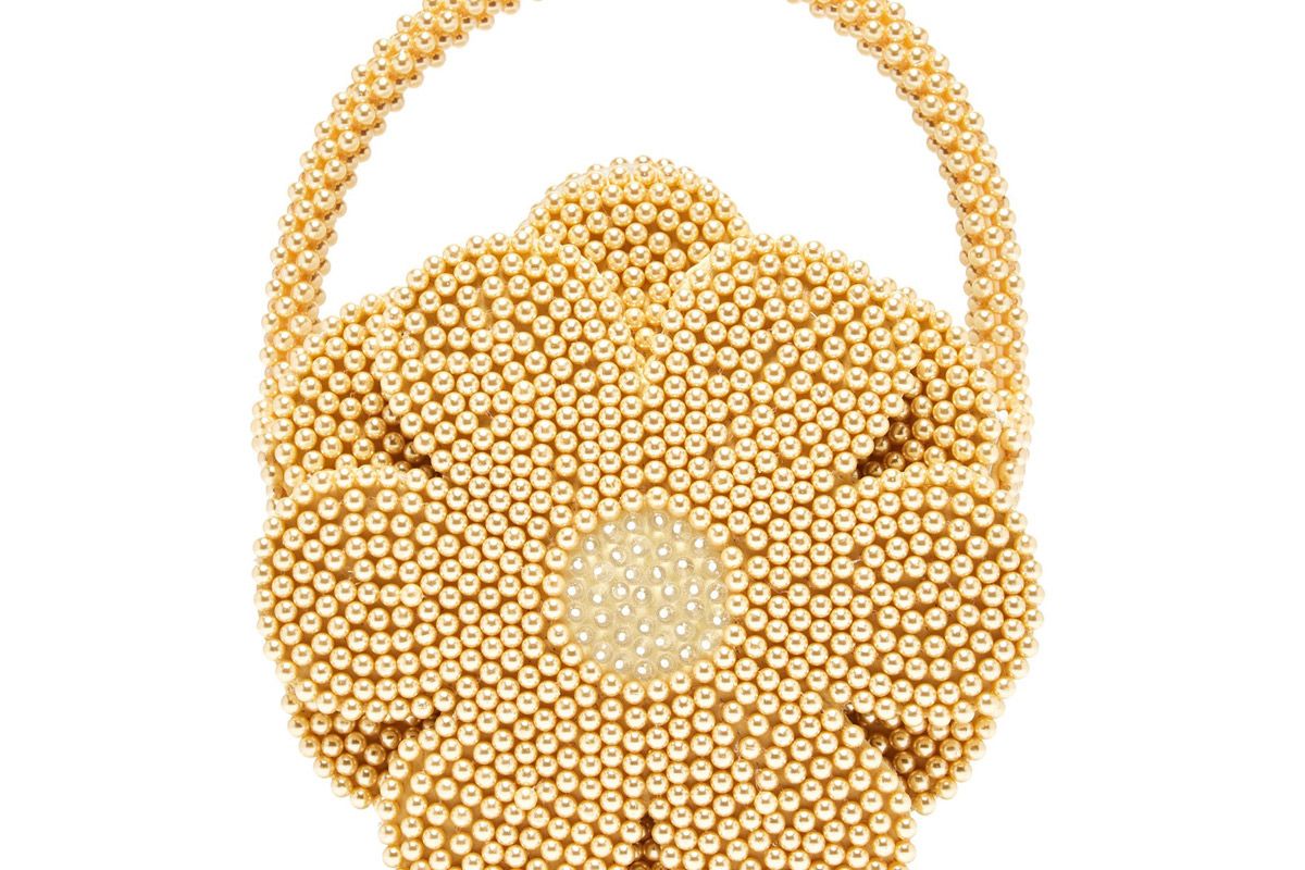 shrimps buttercup faux pearl embellished bag