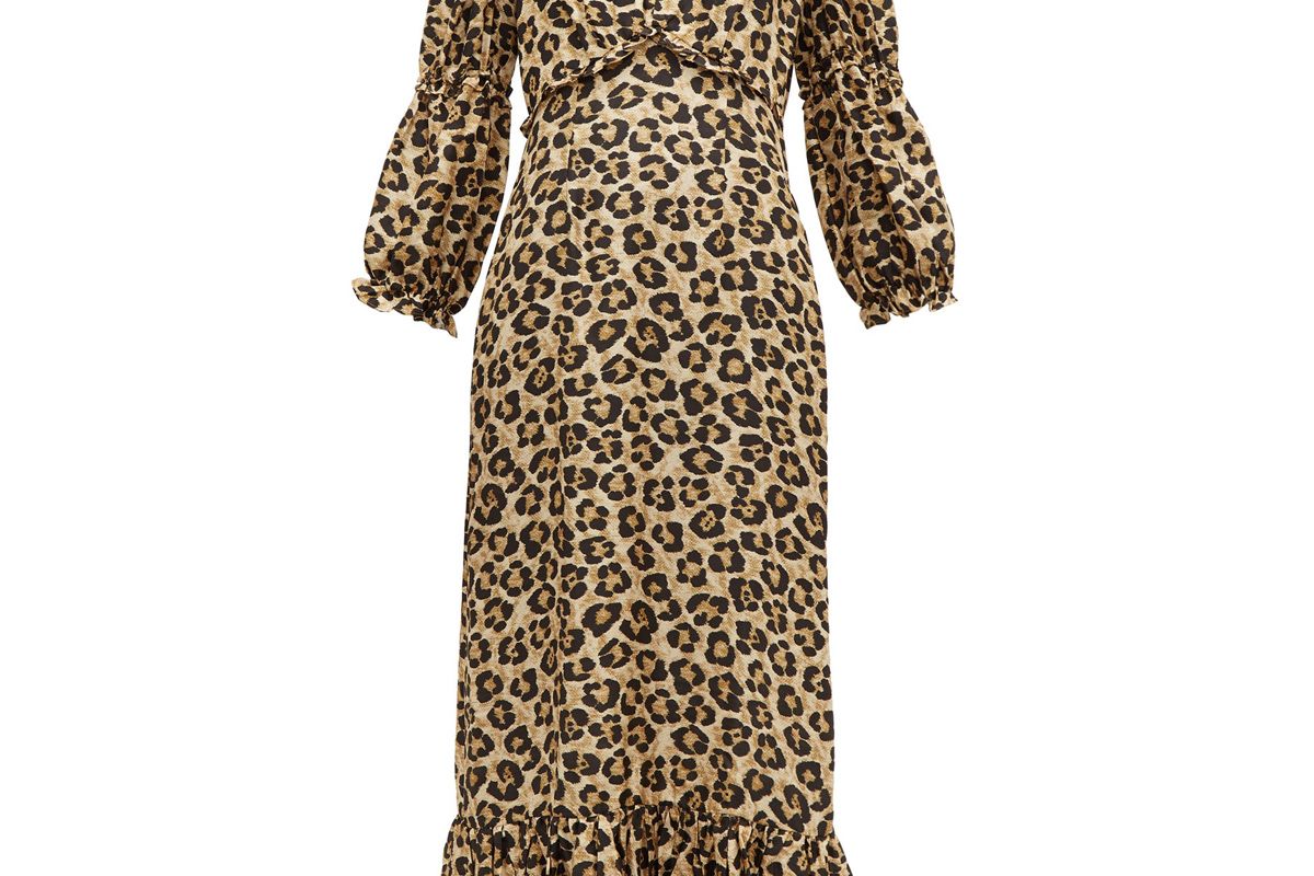 shrimps rosemary leopard print midi dress