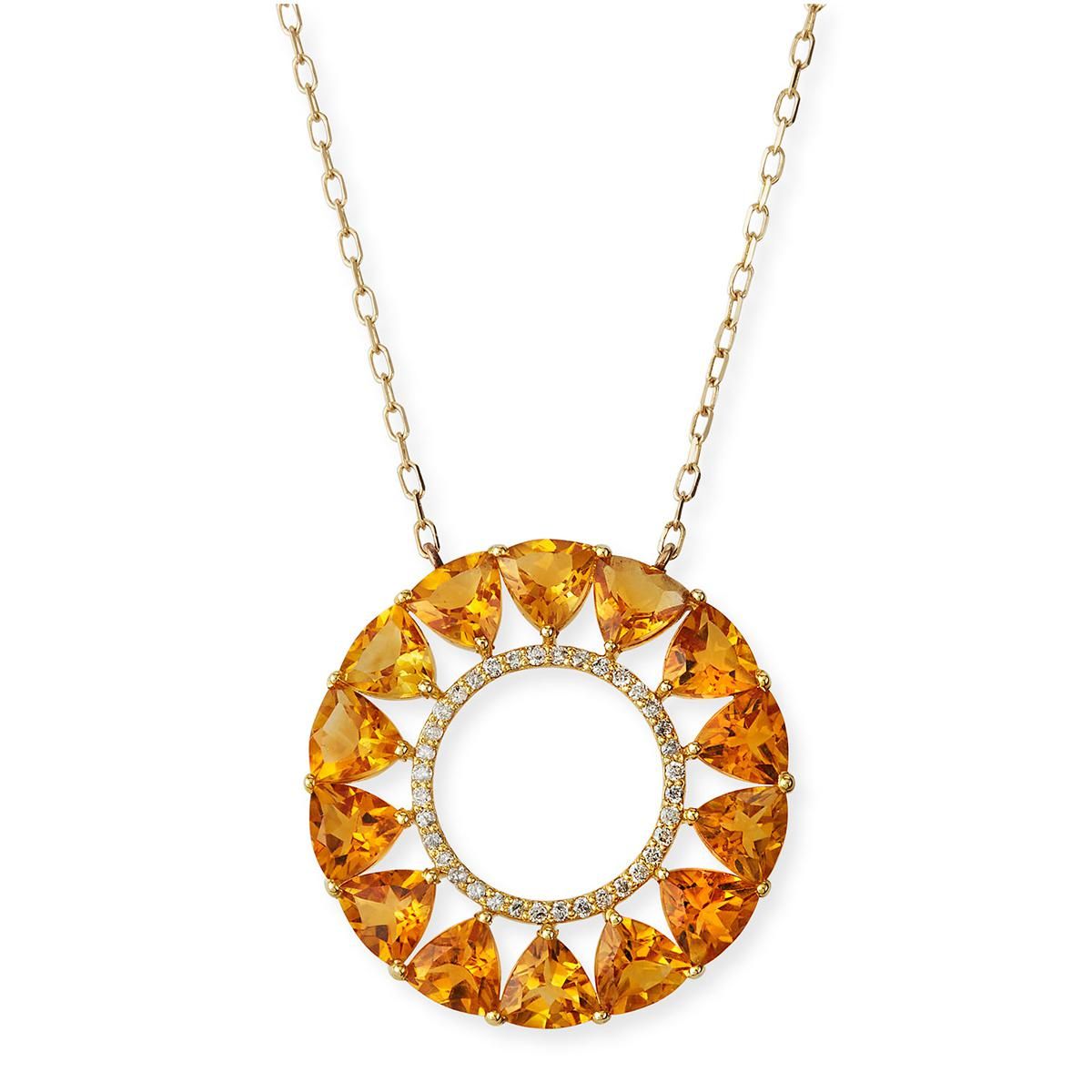 siena jewelry 14k yellow gold citrine and diamond circle necklace