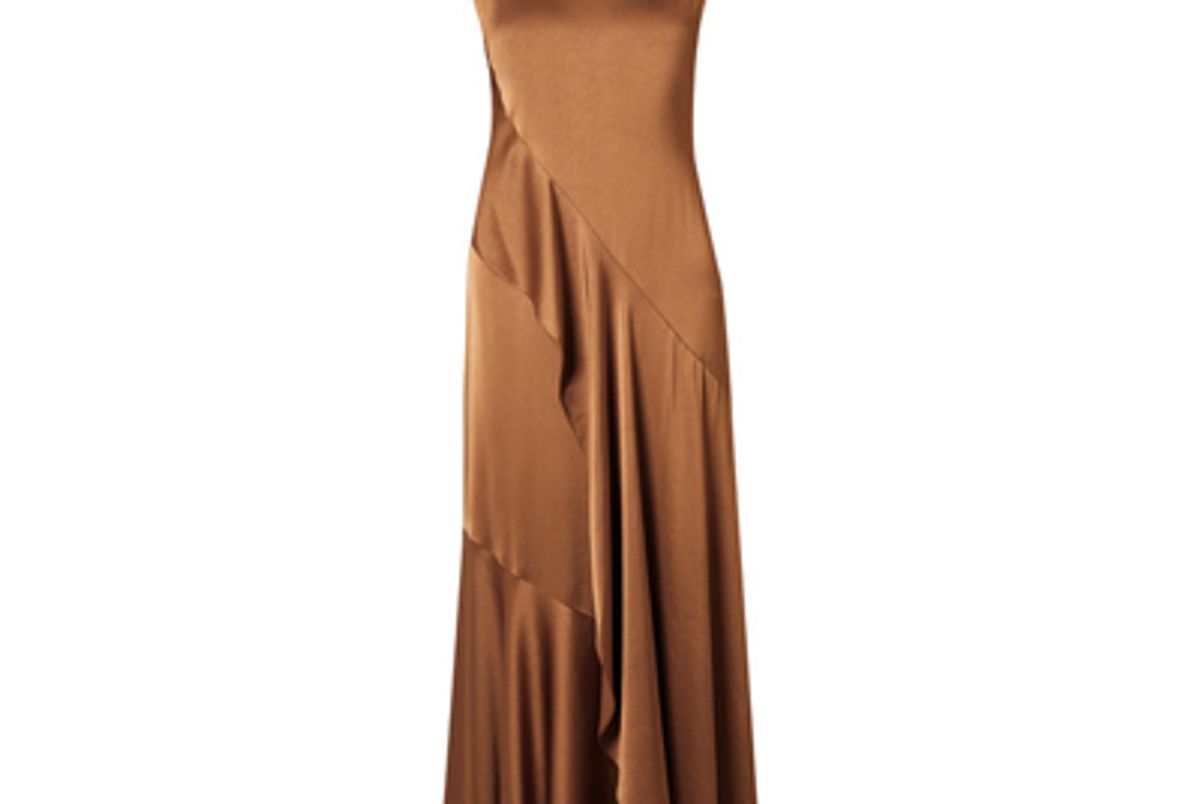 sies marjan zariah draped satin crepe maxi dress