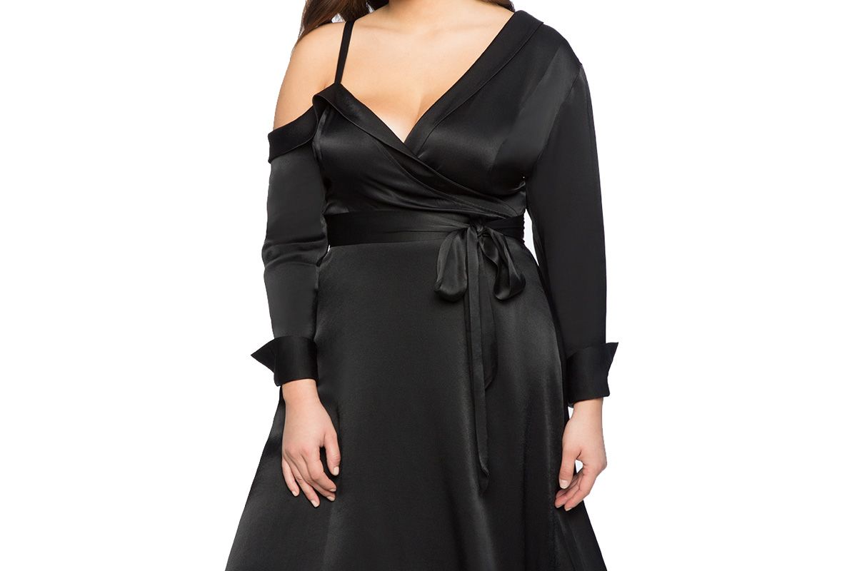 Asymmetrical Neckline Fit and Flare Dress