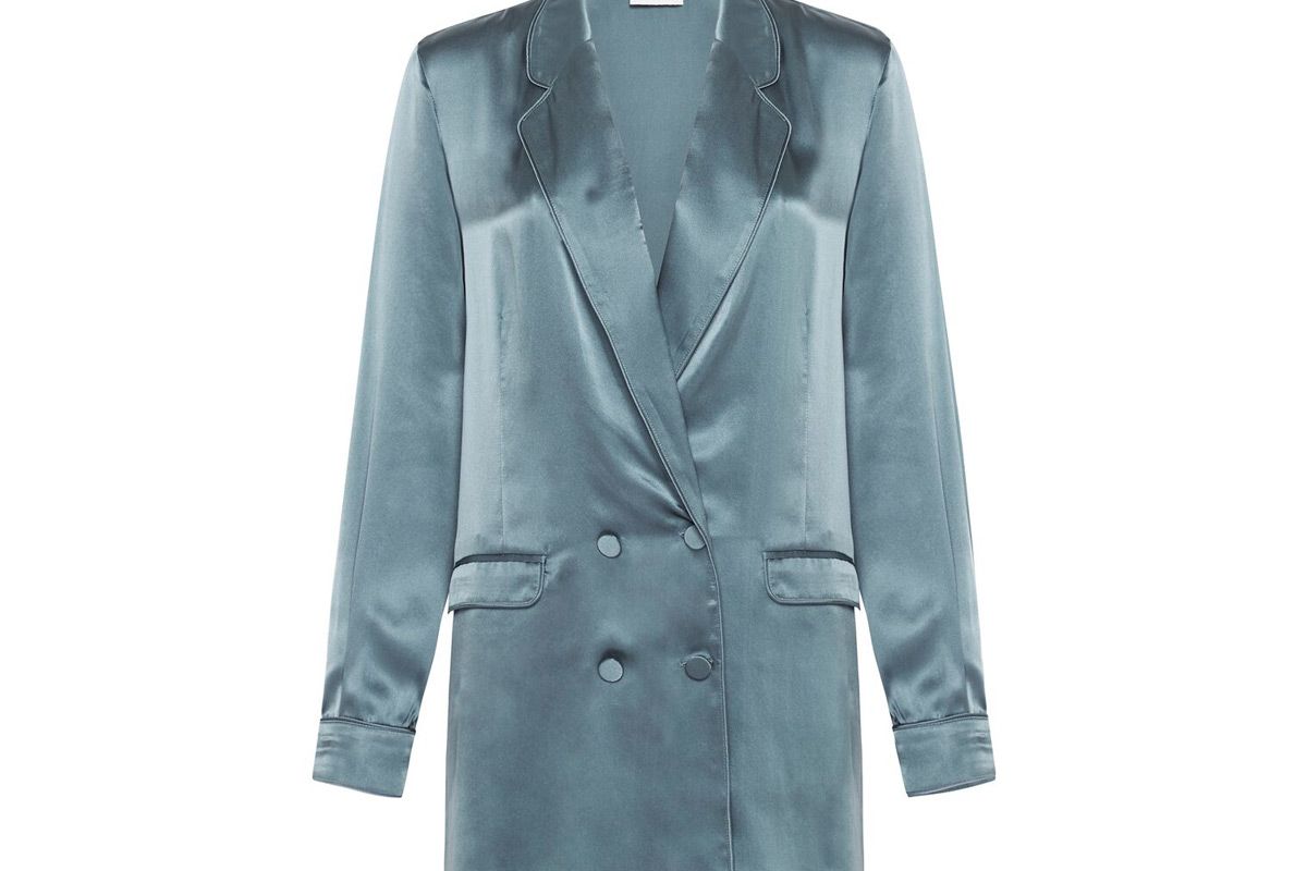silk laundry relaxed blazer pacific blue