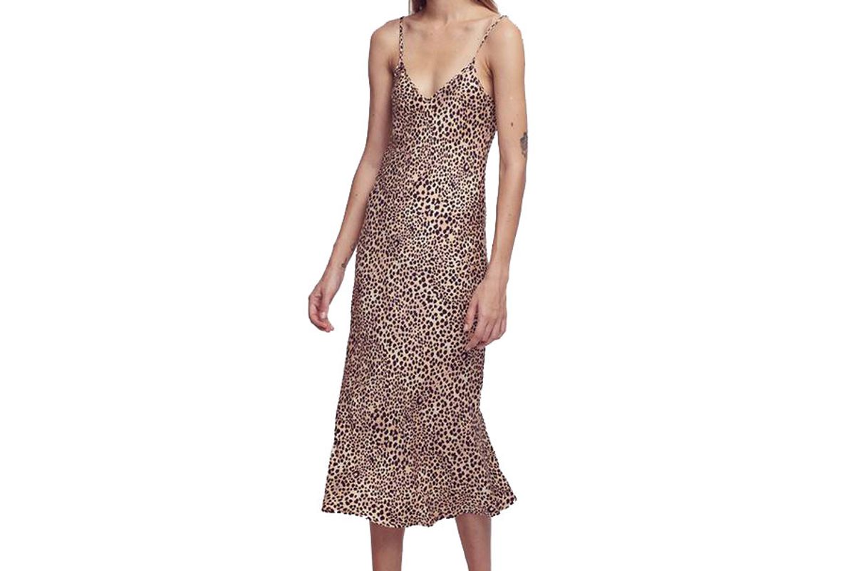 silk laundry silk slip dress leopard