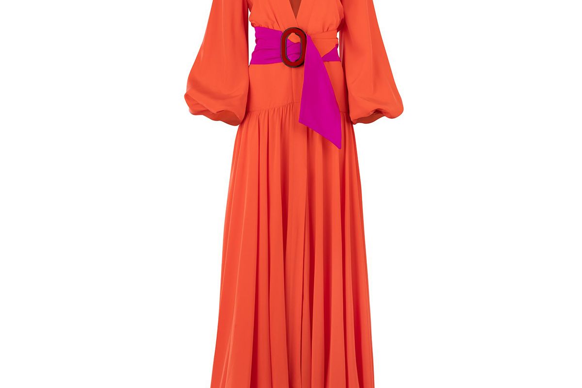 silvia tcherassi felicity belted deep v dress