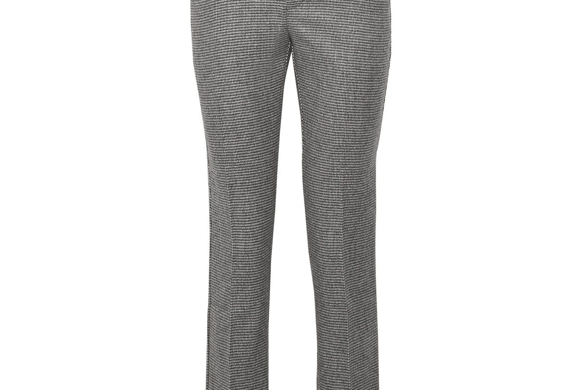 Hazen Houndstooth Wool-Blend Straight-Leg Pants