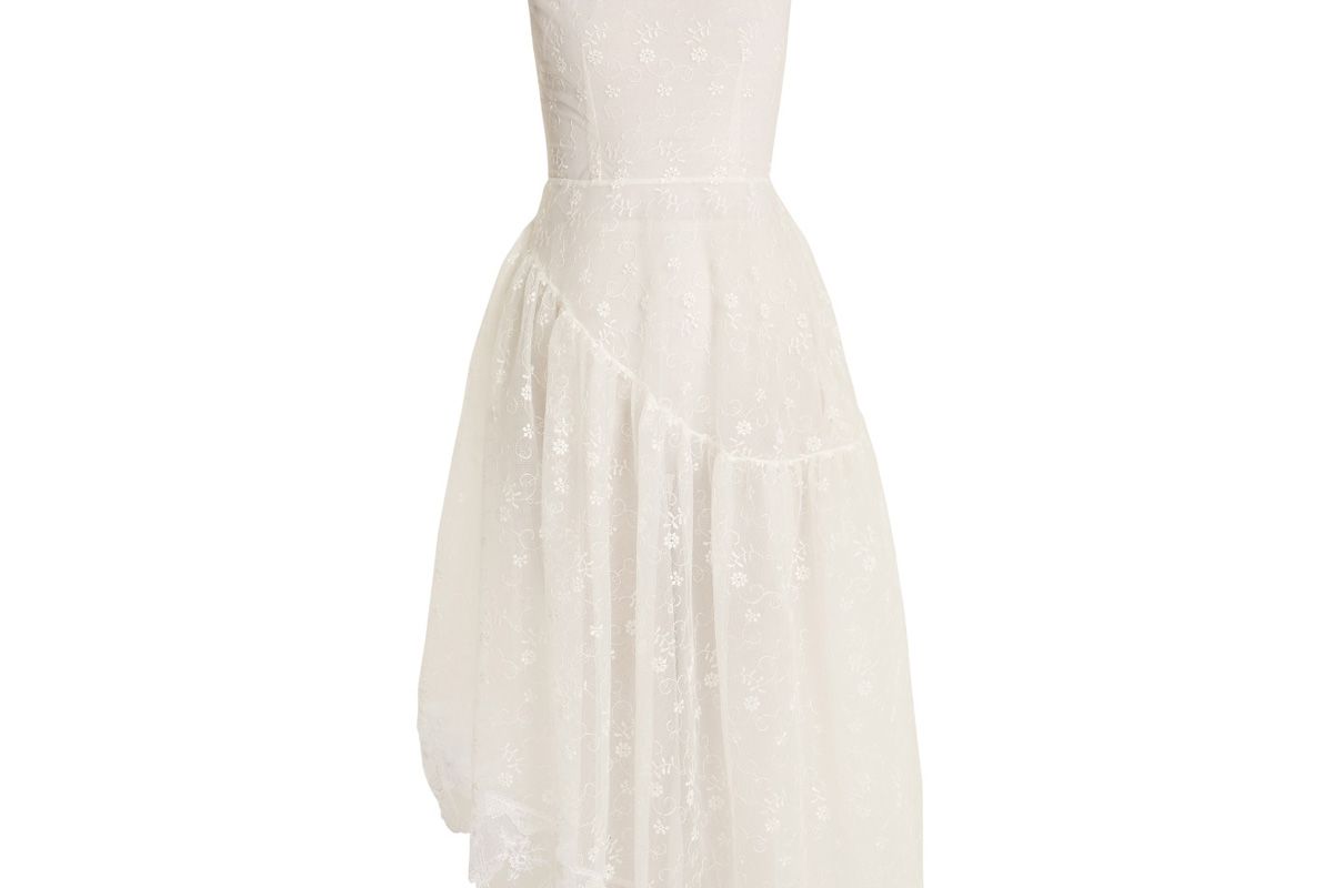 simone rocha asymmetric hem floral lace dress