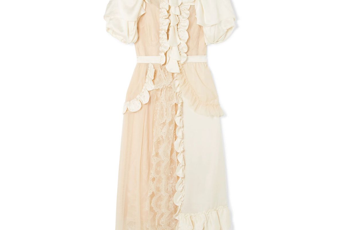 simone rocha ruffled silk satin midi dress