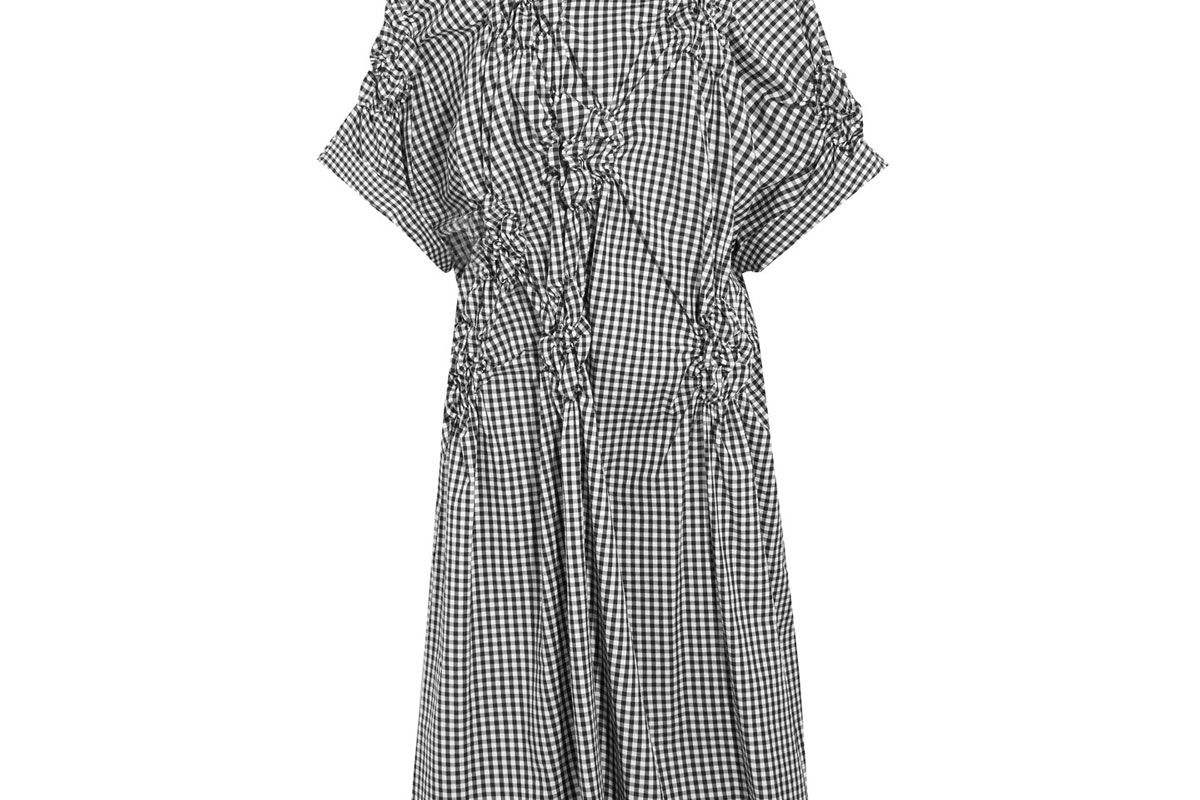 Smocked Gingham Cotton-Poplin Midi Dress