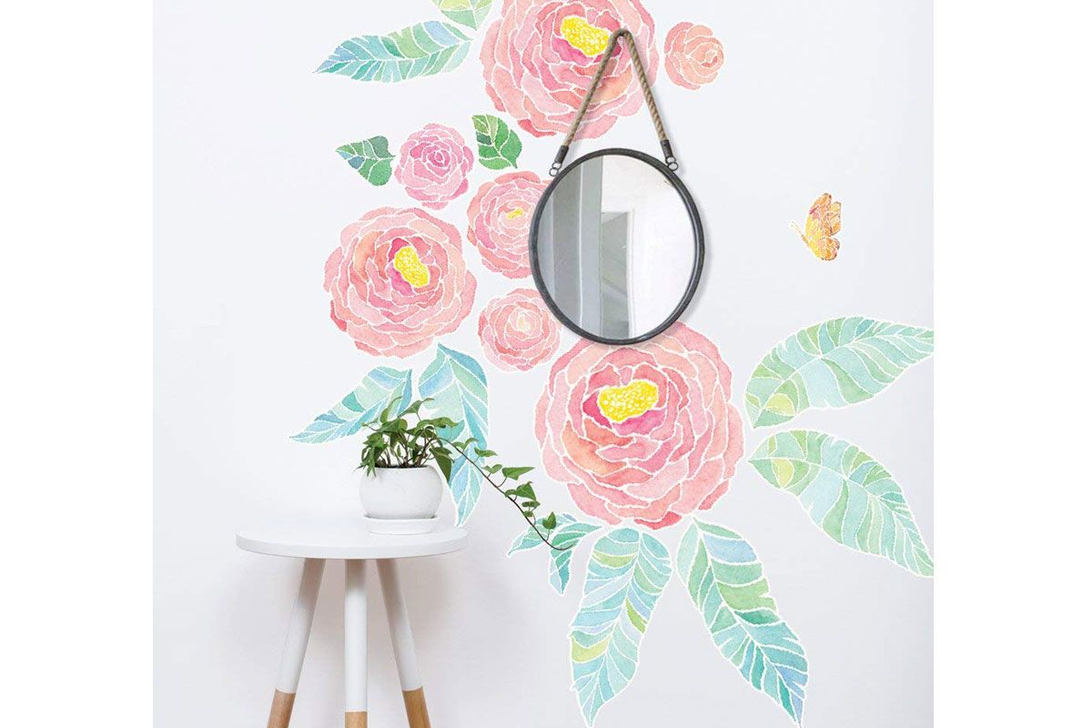 simple shapes spring garden flowers wall sticker