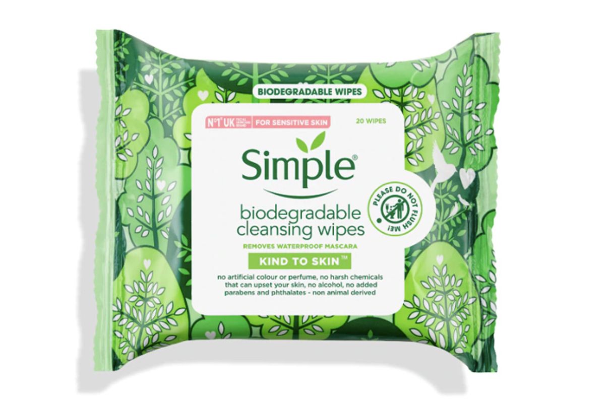 simple skincare simple kind to skin biodegradable cleansing wipes
