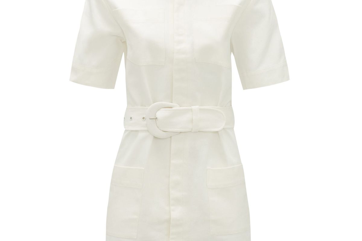 sir sabine belted cotton mini shirt dress