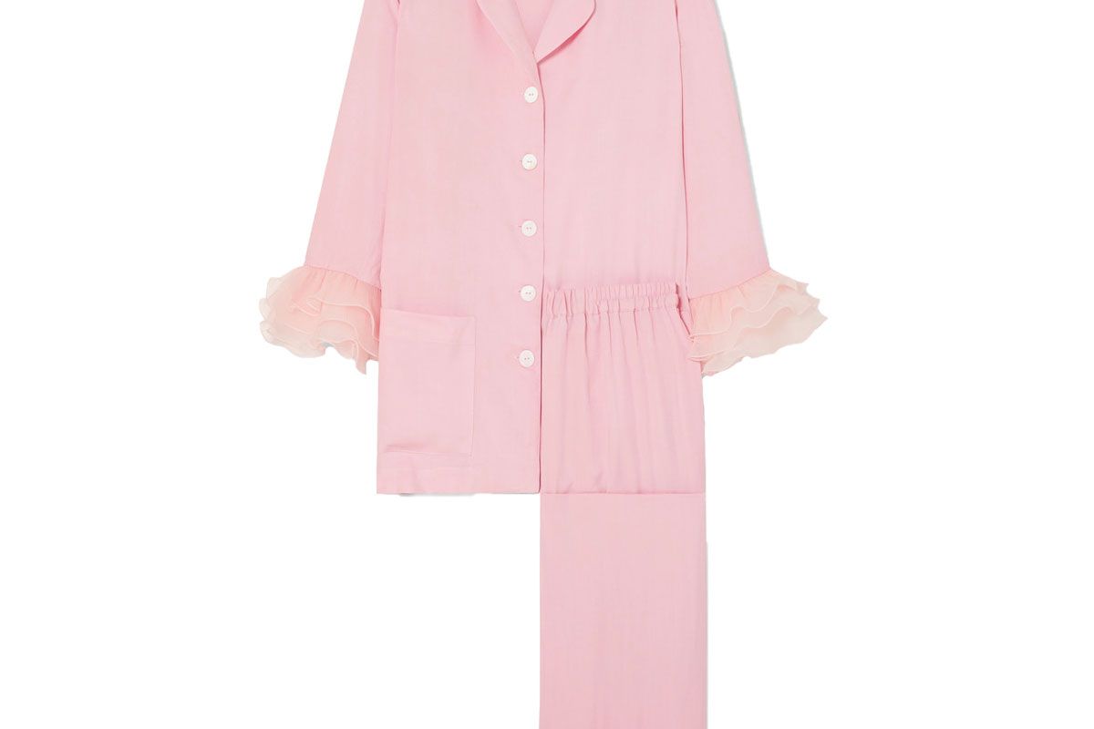 sleeper arlekino ruffled chiffon trimmed crepe de chine pajama set