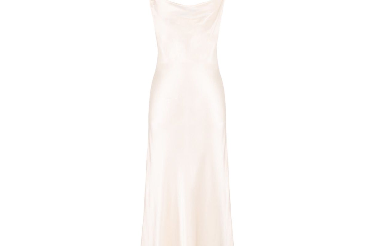 sleeper silk 90s style maxi slip dress in pearl white