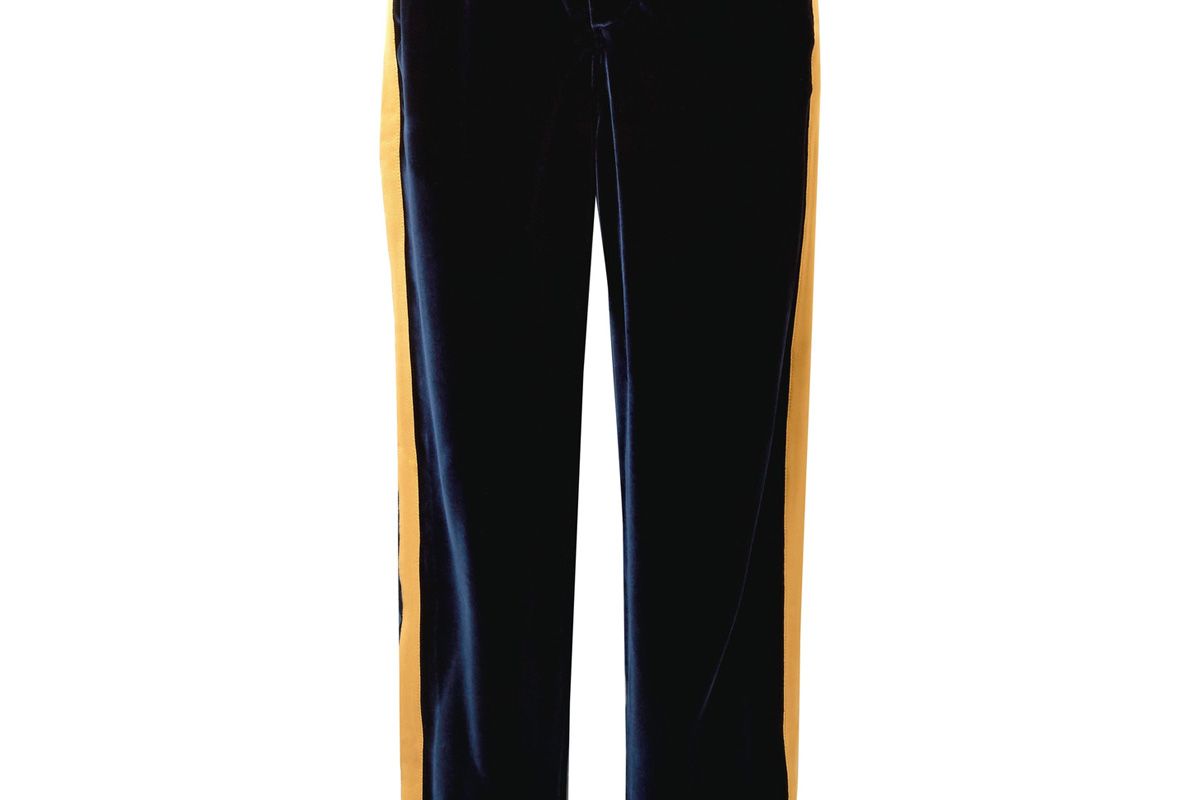 Marina Grosgrain-Trimmed Velvet Pajama Pants