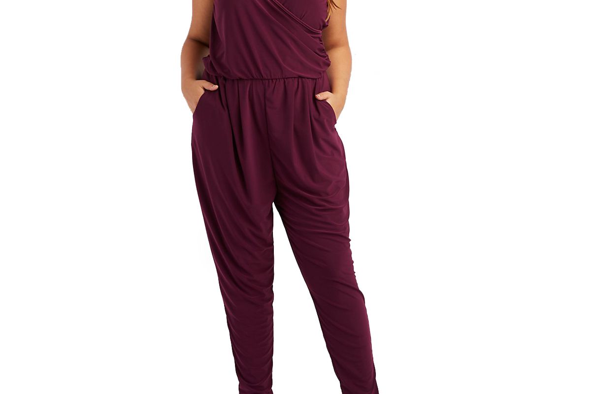 Plus Size Surplice Jumpsuit